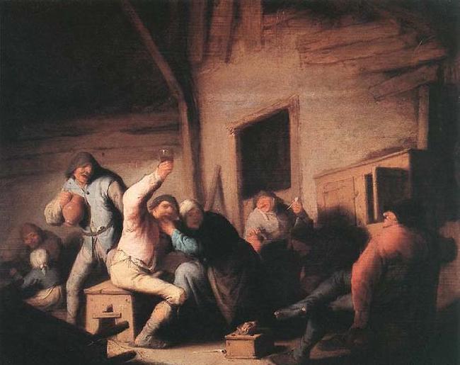OSTADE, Adriaen Jansz. van Carousing Peasants in a Tavern Germany oil painting art